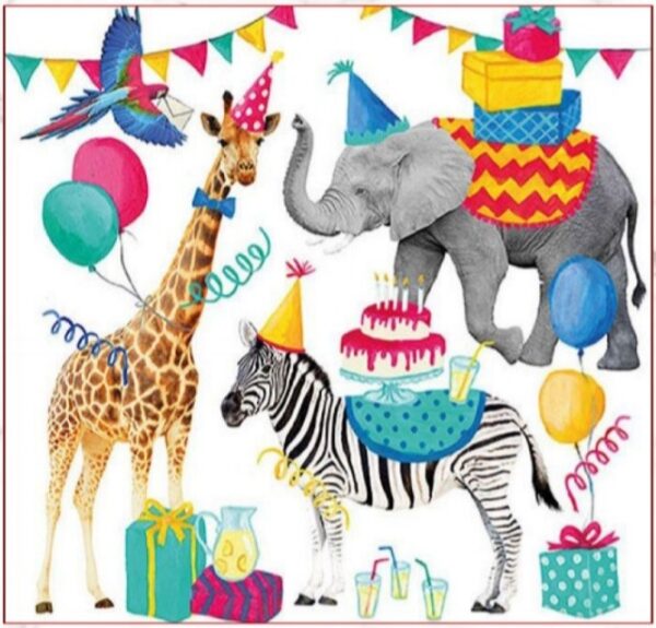 ANIMAL BIRTHDAY WHITE - ANIMALES CUMPLEAÑOS BLANCO